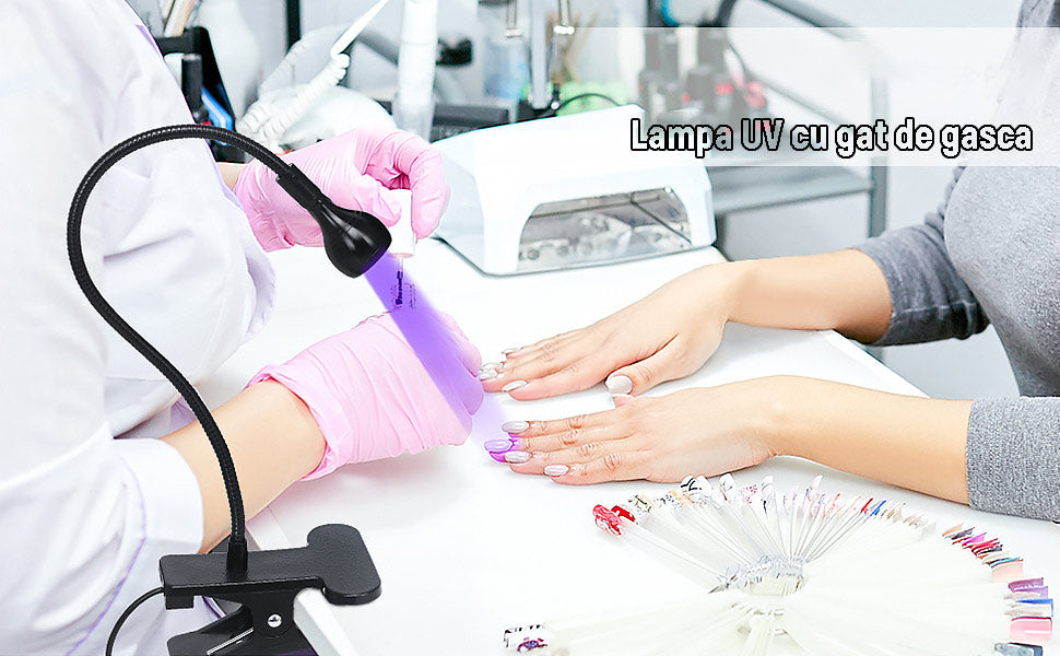 Lampa UV/LED mini Fast Lamp, Uscare rapida si fara maini negre, pentru manichiura si pedichiura,360°unghi liber reglabil,1,5 metri cu buton ON/OFF, Negru