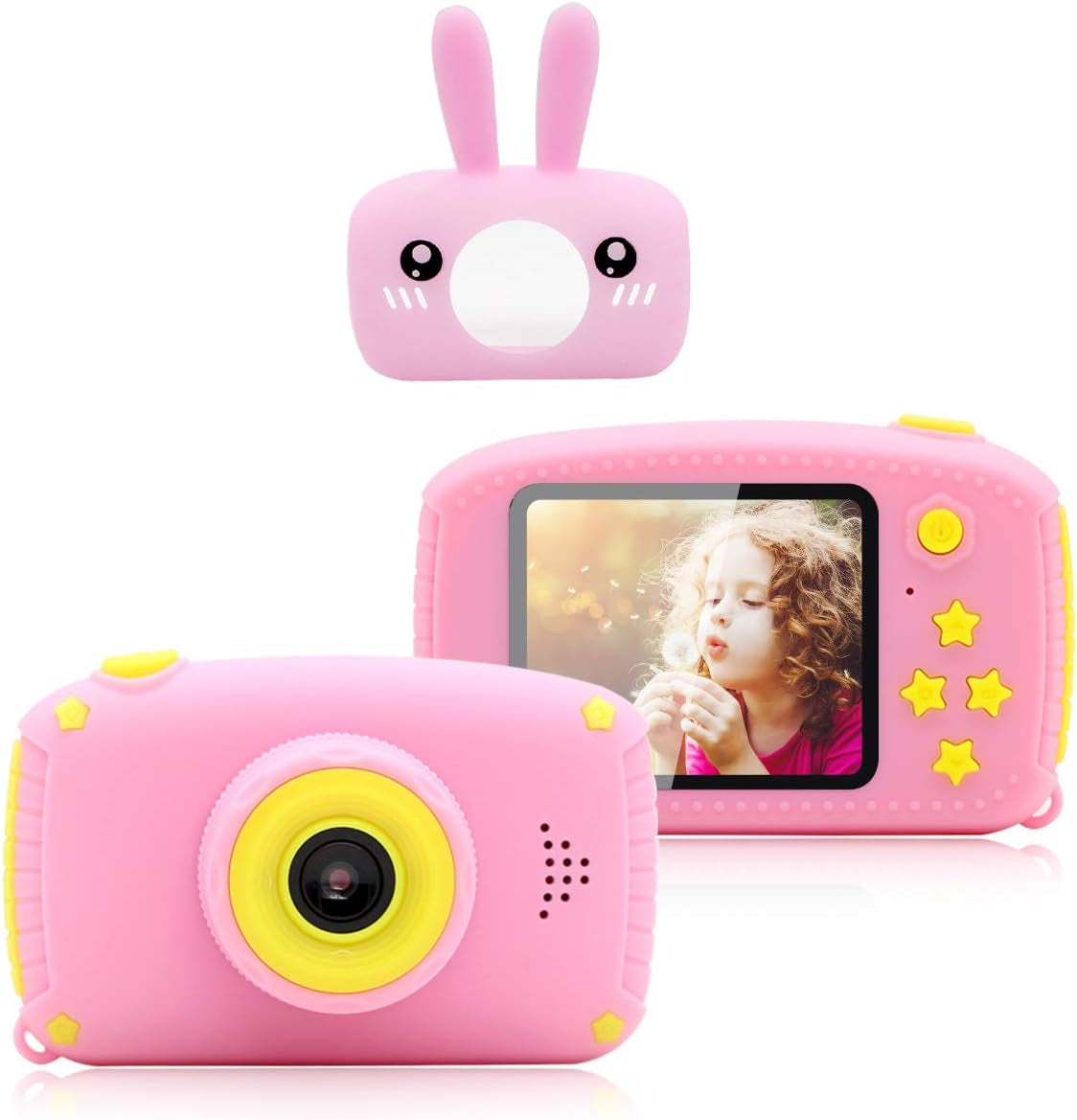 Aparat foto digital pentru copii, Roz, 1080P 30fps, LCD display 2.0", 600 mAh, Jocuri, Temporizator, Constructie durabila, ABS/Silicon