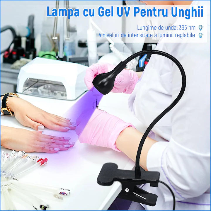 Lampa UV/LED mini Fast Lamp, Uscare rapida si fara maini negre, pentru manichiura si pedichiura,360°unghi liber reglabil,1,5 metri cu buton ON/OFF, Negru