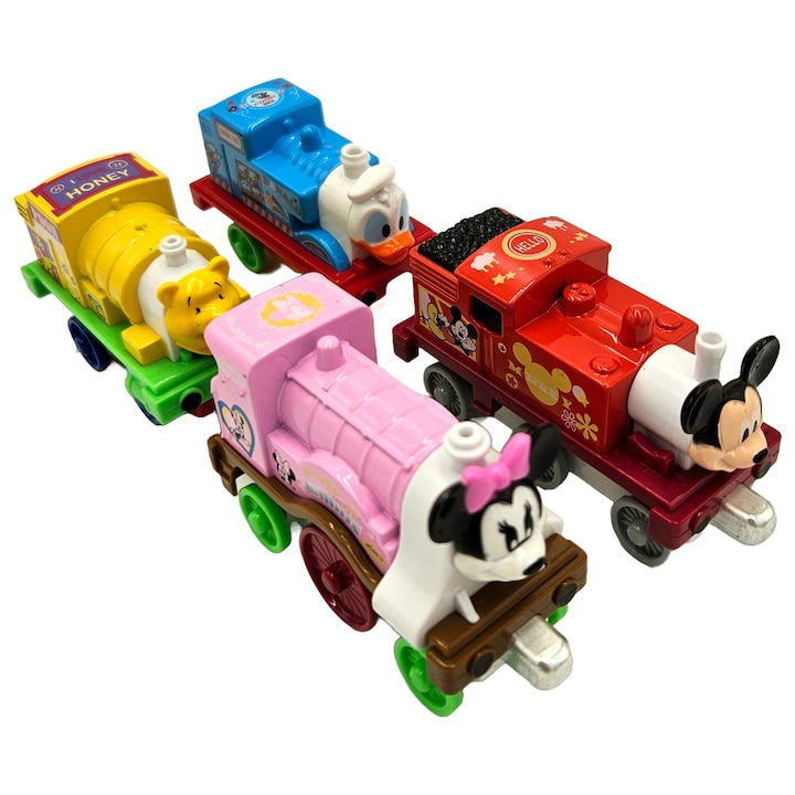 Set 4 locomotive metalice cu magnet, Cartoon Train, Metal, 8 cm, Multicolor - xStoc