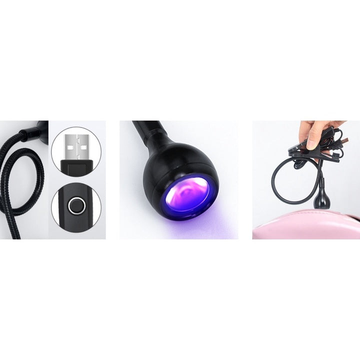 Lampa UV/LED mini Fast Lamp, Uscare rapida si fara maini negre, pentru manichiura si pedichiura,360°unghi liber reglabil,1,5 metri cu buton ON/OFF, Negru