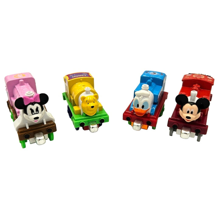 Set 4 locomotive metalice cu magnet, Cartoon Train, Metal, 8 cm, Multicolor - xStoc