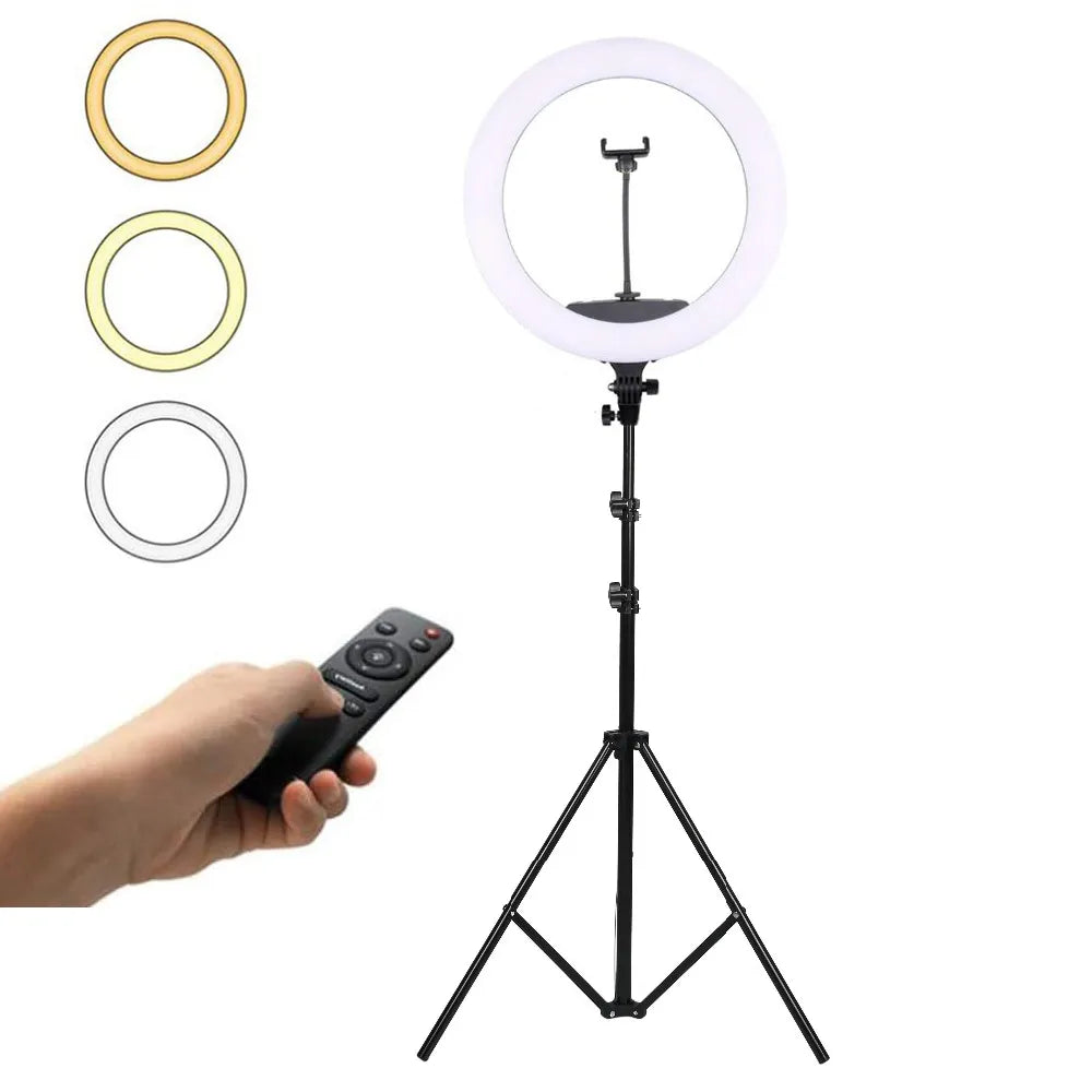 Lampa circulara MAKE UP 52cm LED RING LIGHT 72w, trepied,3suporti, 4 USB, telecomanda