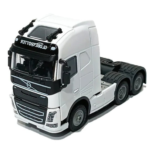 Camion metalic, tip Volvo FH, scara 1:32, cabina rebatabila, lumini si sunete, alb, 13 cm