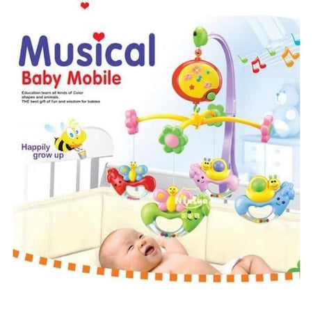 Carusel muzical de patut pentru bebelusi cu rotatie, muzica si lumini SL163
