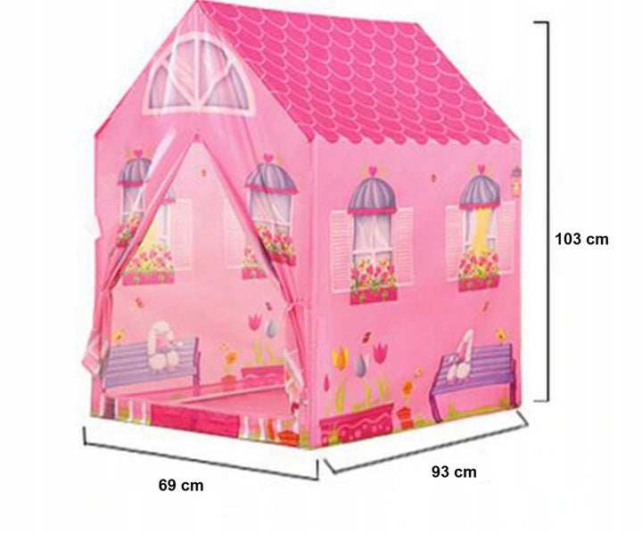 Cort de Joaca Pentru Copii, Model Casuta Printesei, cu Usa Mare, Stabil, Usor de Asamblat, Pentru Interior/Exterior, Indiggo, 103 Cm Inaltime, Roz - xStoc