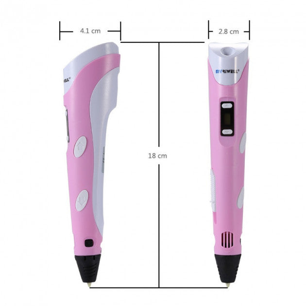 Creion 3D Pen pentru Desenat Obiecte 3D, filament 1.75 mm ,temperatura 230C, roz,