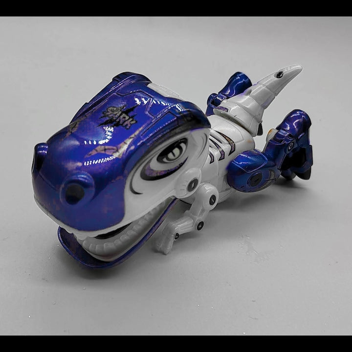 Figurina Dinozaur din Metal si Plastic MY66series, Misca capul si coada, Lumini si sunete realistice, 12cm, albastru - xStoc