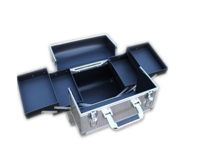 Geanta medie cosmetice, tip valiza aluminiu, silver - xStoc