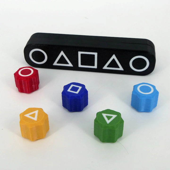 Gonggi - joc traditional coreean de dexteritate, set de 5 piese multicolore in cutie, plastic