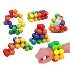 Jucarie educativa antistres cu bile curcubeu Art Ball Puzzle - xStoc