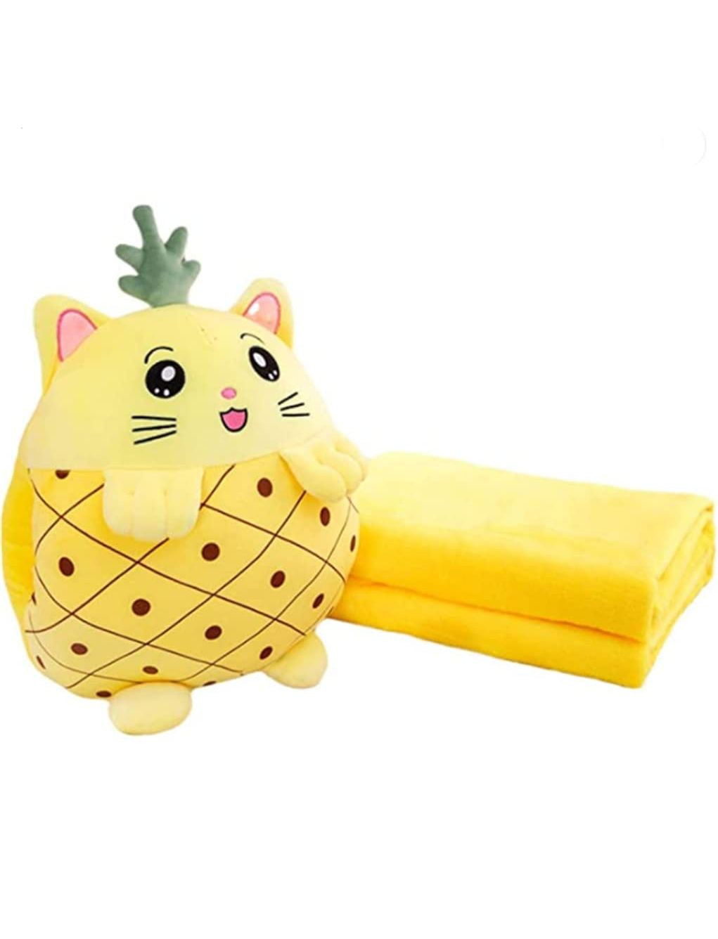 Jucarie plus tip perna 40 cm, cu Pătură de jucărie 160x110 cm Ananas