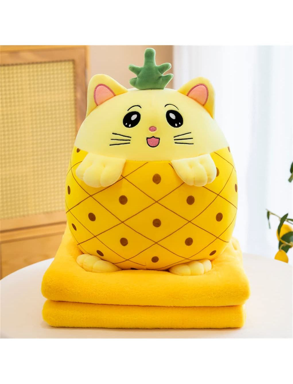 Jucarie plus tip perna 40 cm, cu Pătură de jucărie 160x110 cm Ananas