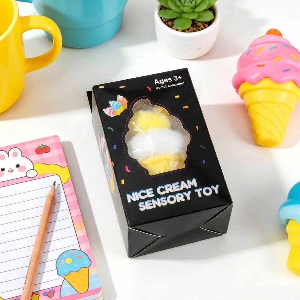 Jucărie Senzorială Anti-Stres, Squeeze, Ice Cream Squishy,  mystery box
