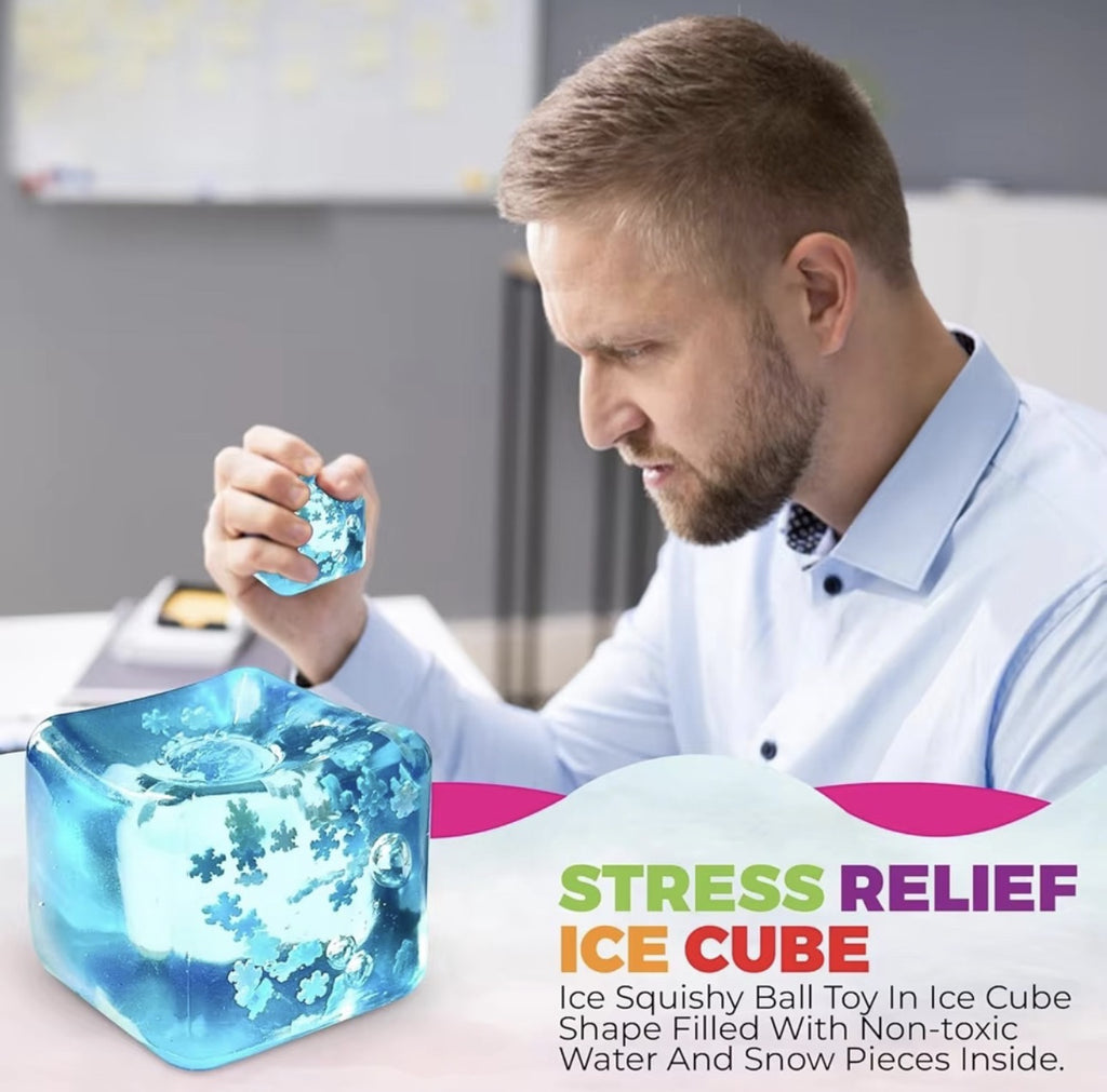 Jucarie Squeezy Ice Cube, Anti-Stres Revnire lenta, Fulgi de Zapada