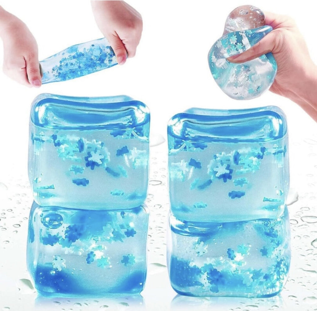 Jucarie Squeezy Ice Cube, Anti-Stres Revnire lenta, Fulgi de Zapada