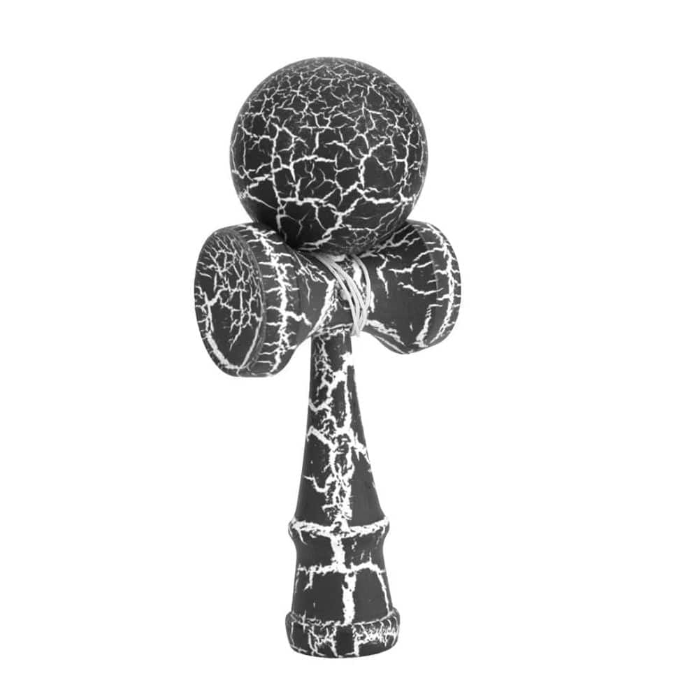 Kendama, Jucarie interactiva Lemn, negru si alb, 18cm