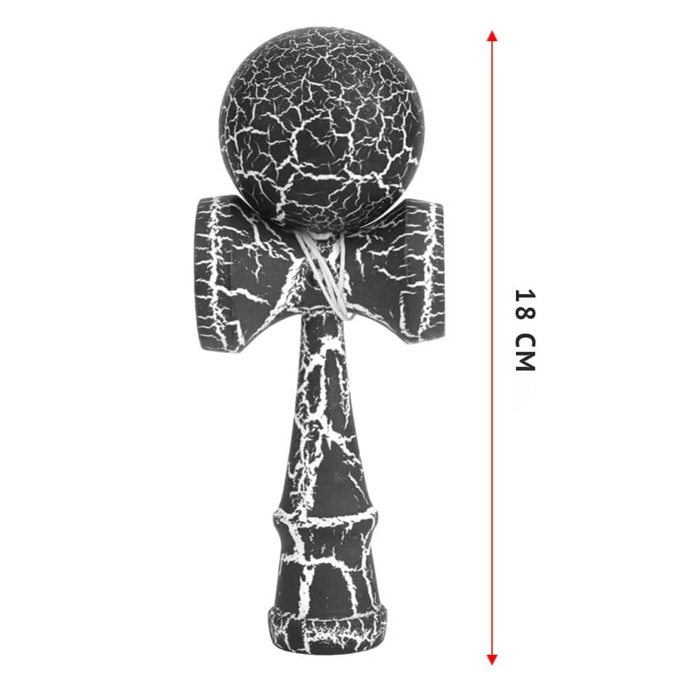 Kendama, Jucarie interactiva Lemn, negru si alb, 18cm