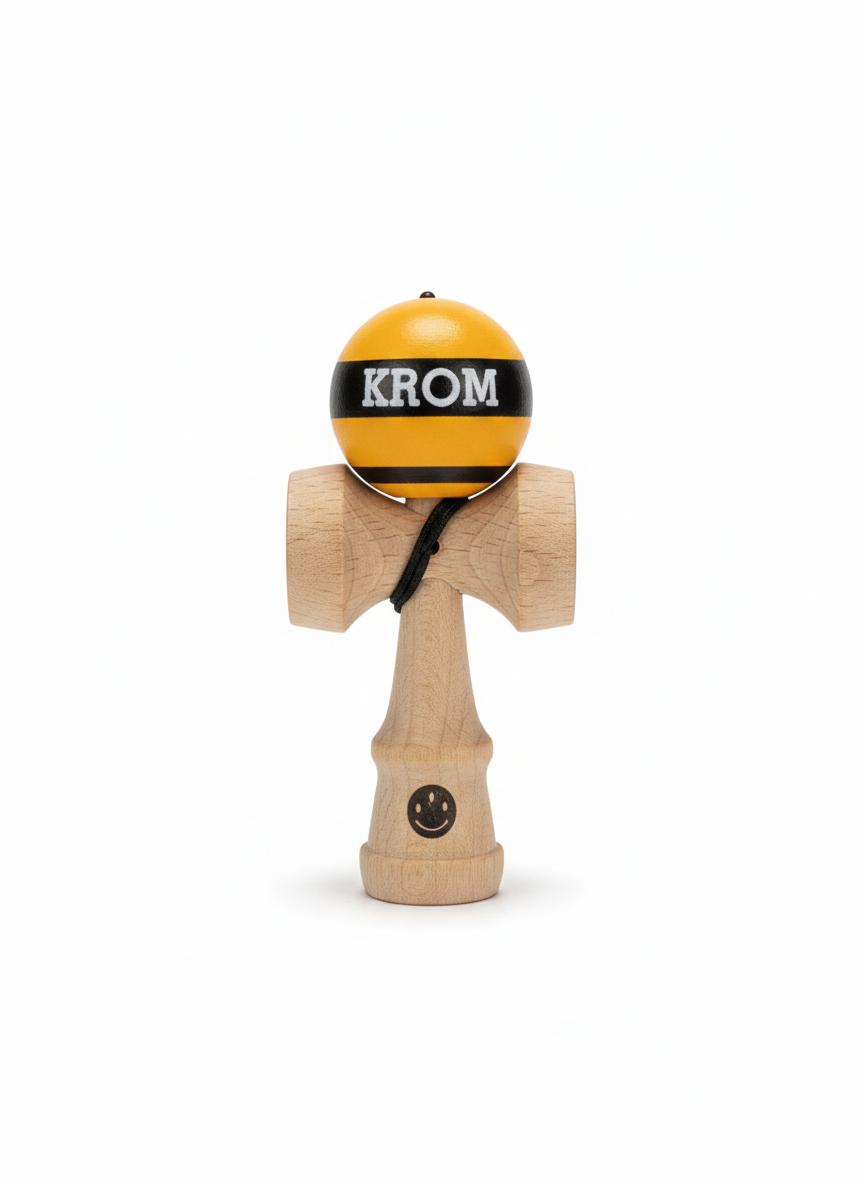 KENDAMA KROM Mini, marime mica pentru buzunar, galben 8 cm
