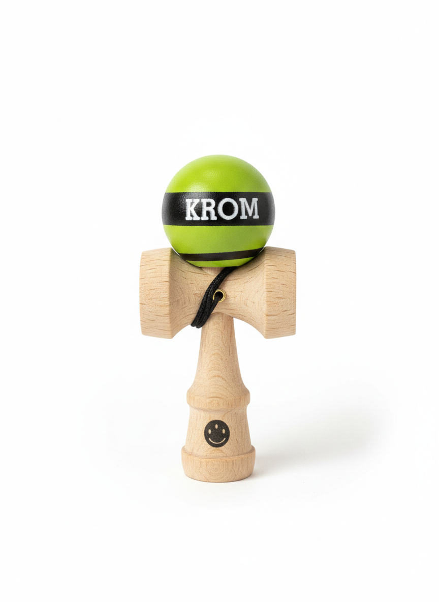 KENDAMA KROM Mini, marime mica pentru buzunar, verde 8 cm