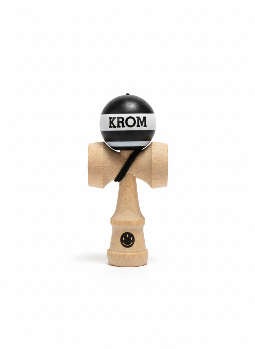 KENDAMA KROM Mini, marime mica pentru buzunar, Negru 8 cm