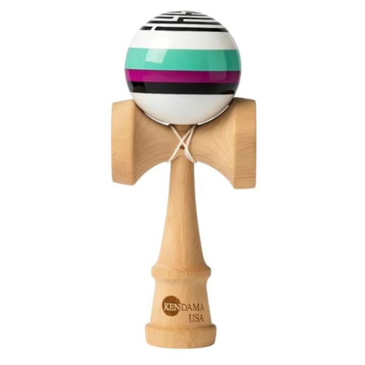 Kendama – Model Premium Lemn Natural cu Bila Colorata Design Modern, echilibru perfect si aderenta excelenta