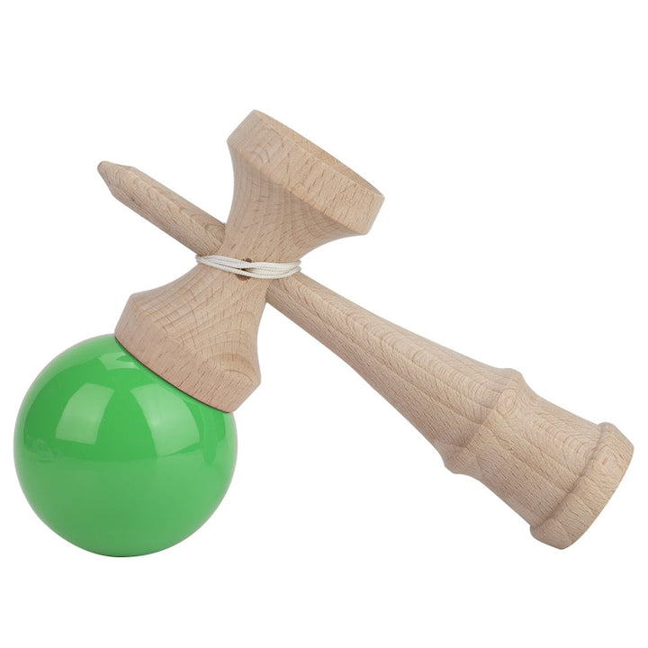 Kendama profesionala bej/verde, Lemn, 18 cm