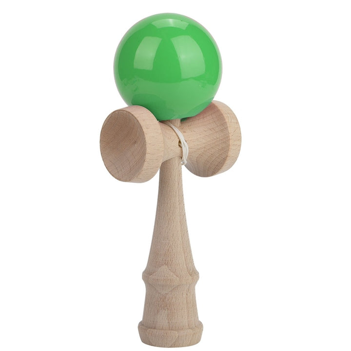 Kendama profesionala bej/verde, Lemn, 18 cm