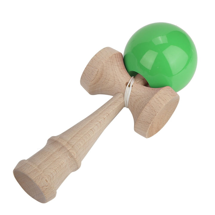 Kendama profesionala bej/verde, Lemn, 18 cm