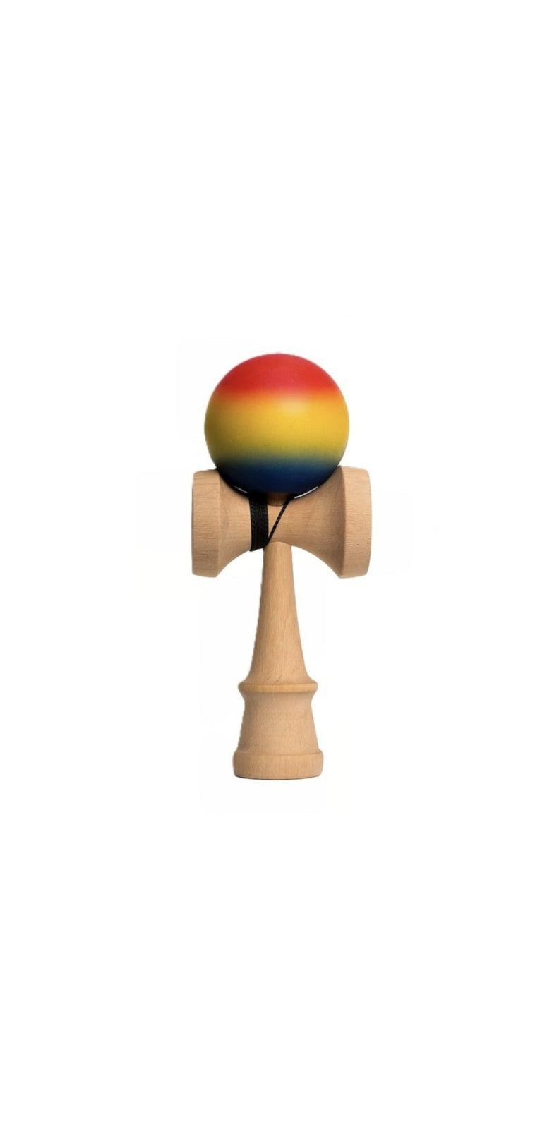 Kendama profesionala model gradient Rosu/Galben/Albastru, Lemn, 18 cm