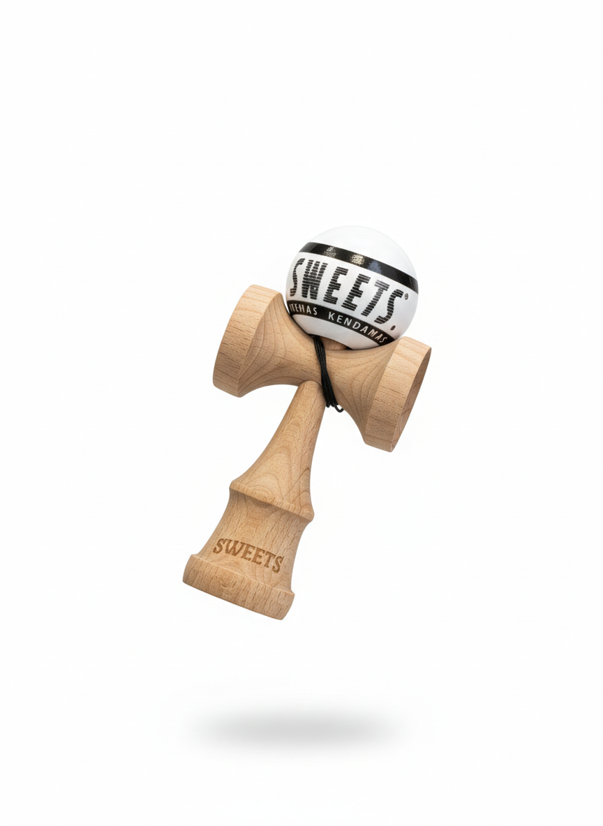 Kendama Starter Sweets, formă nouă Amped, rulment si ata de rezerva ALB