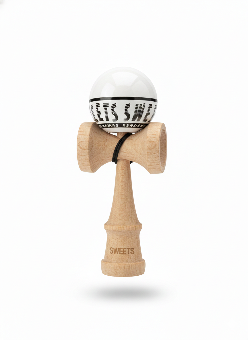 Kendama Starter Sweets, formă nouă Amped, rulment si ata de rezerva ALB