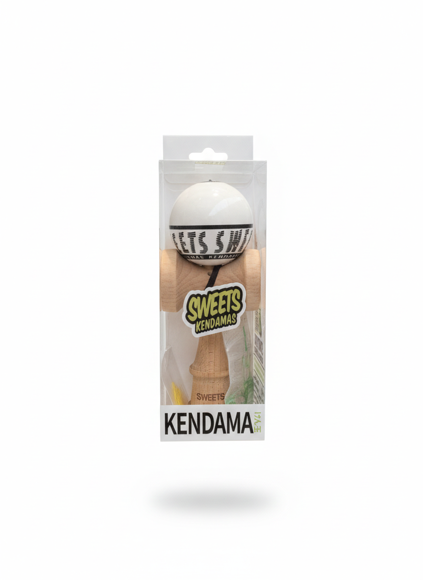 Kendama Starter Sweets, formă nouă Amped, rulment si ata de rezerva ALB