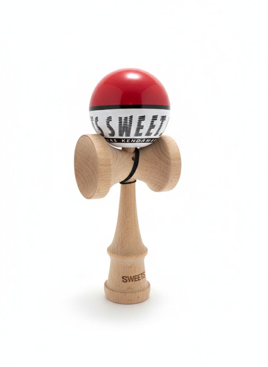 Kendama Starter Sweets, formă nouă Amped, rulment si ata de rezerva ROSU