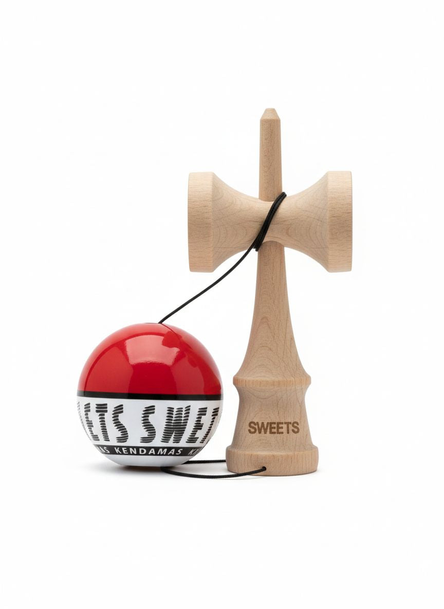 Kendama Starter Sweets, formă nouă Amped, rulment si ata de rezerva ROSU