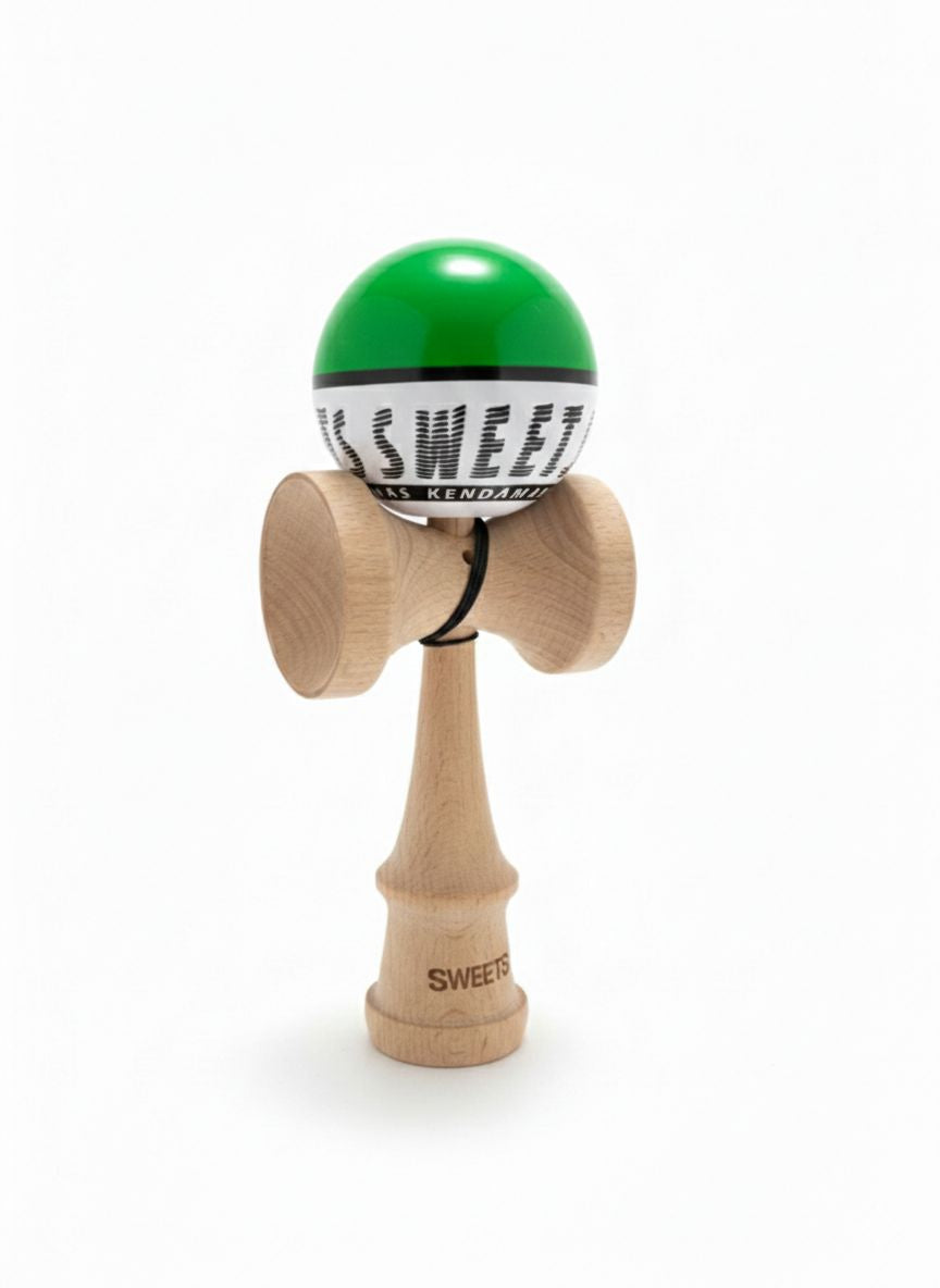 Kendama Starter Sweets, formă nouă Amped, rulment si ata de rezerva VERDE