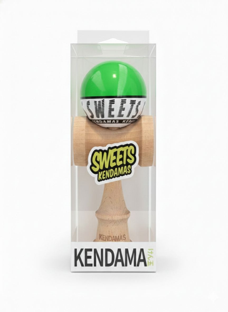 Kendama Starter Sweets, formă nouă Amped, rulment si ata de rezerva VERDE