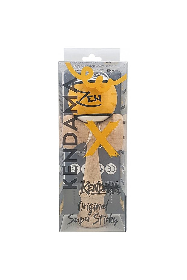 Kendama X Originala, Profesionala, Zen,, din Lemn, Super Sticky, 18 cm, Auriu/Alb/Negu