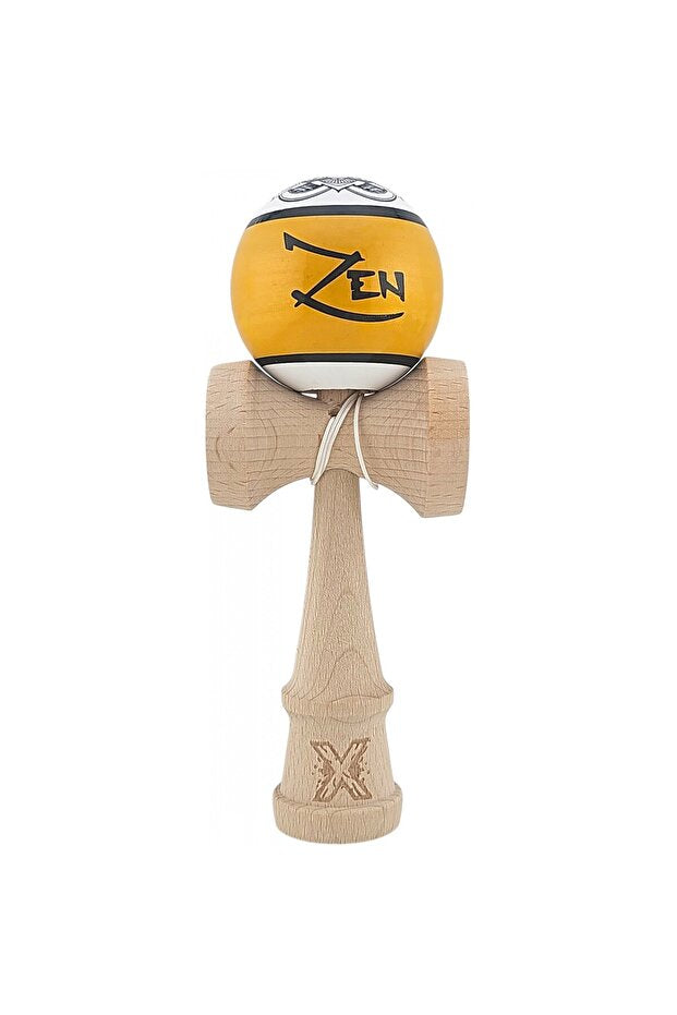 Kendama X Originala, Profesionala, Zen,, din Lemn, Super Sticky, 18 cm, Auriu/Alb/Negu