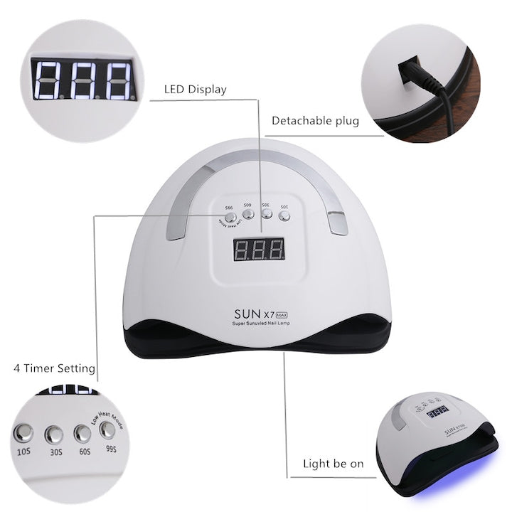 KIT UNGHII:Freza electrica unghii 202 profesionala, 35000 rotatii +Lampă LED/UV Profesională - SUN X7 MAX - 57 LED-uri, 150W