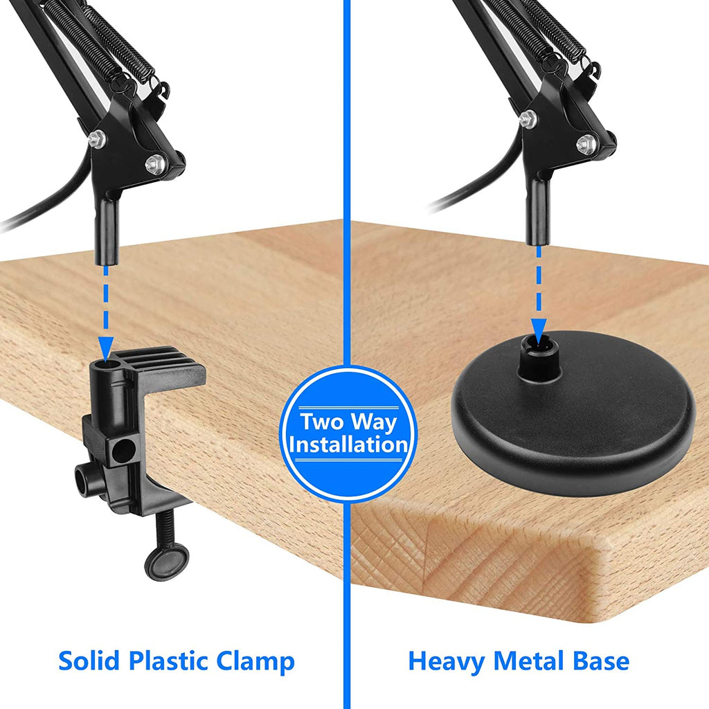 Lampa birou, manichiura, ajustabila, picior, prindere masa, negru