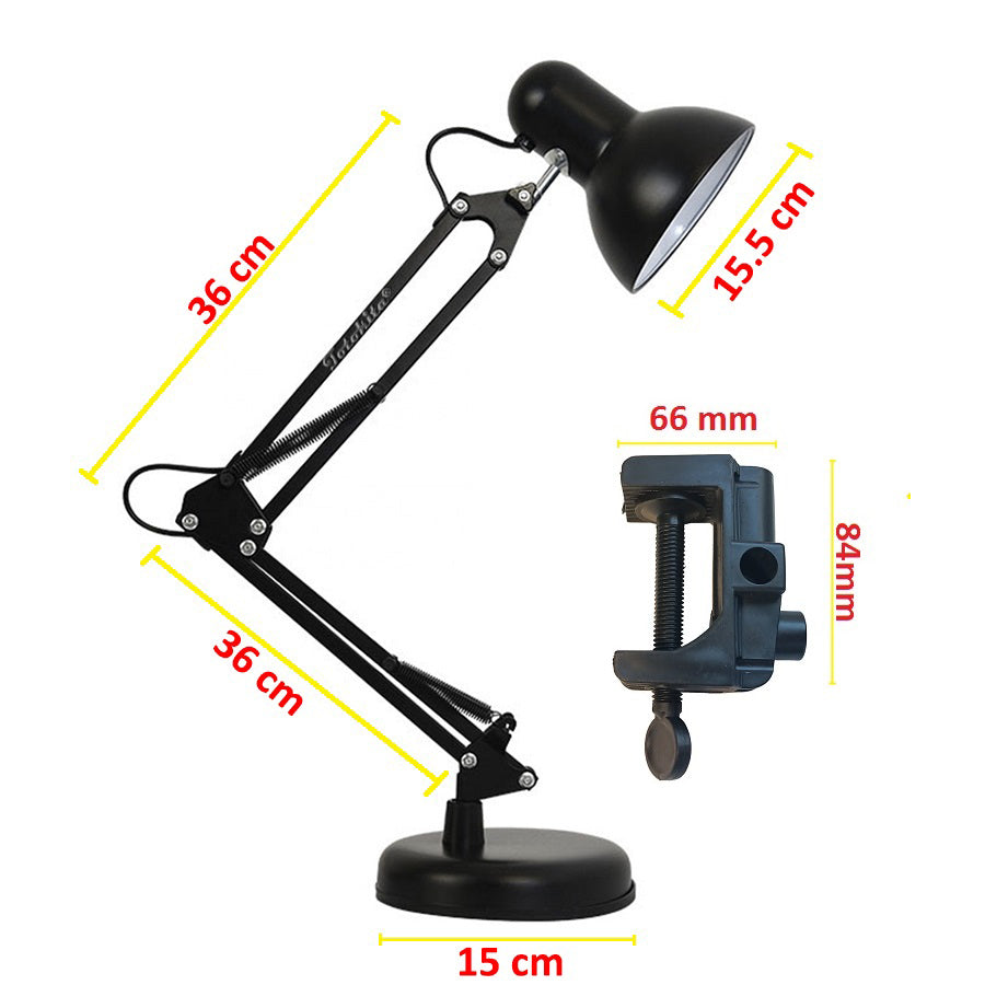 Lampa birou, manichiura, ajustabila, picior, prindere masa, negru