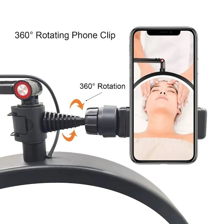 Lampa Led Semiluna cu Picior Fix, Reglarea Intesitatii si Suport pentru Telefon, 23 Inch - xStoc