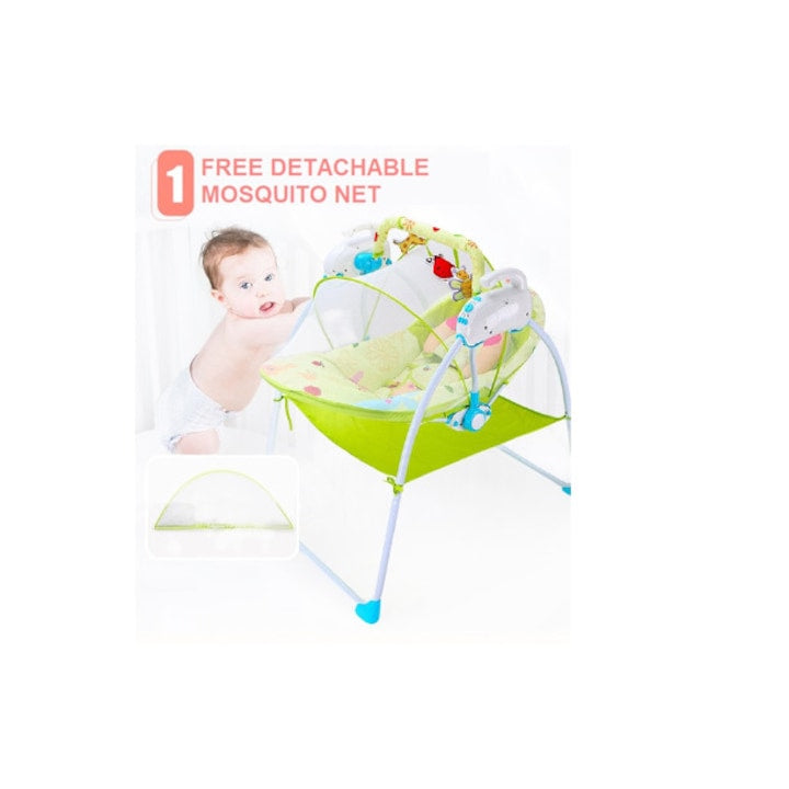 Leagan electric, multifunctional, Baby Cradle, muzical, cu vibratii si plasa anti-insecte, albastru, pentru bebelusi, + 0 Luni