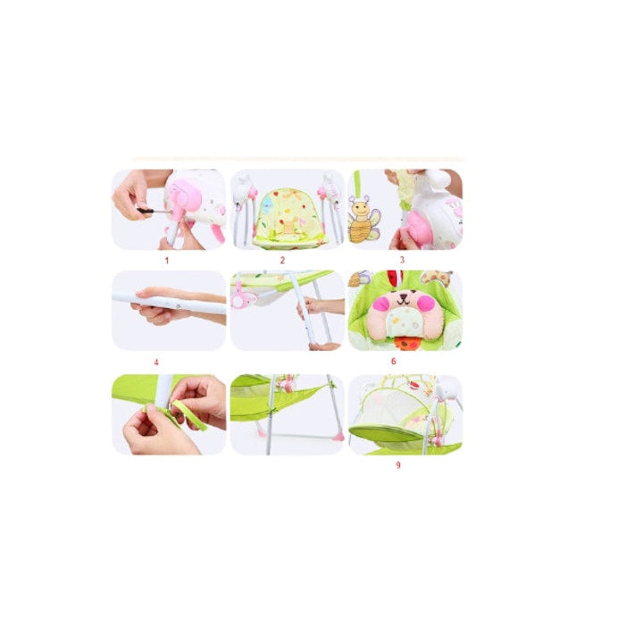 Leagan electric, multifunctional, Baby Cradle, muzical, cu vibratii si plasa anti-insecte, albastru, pentru bebelusi, + 0 Luni