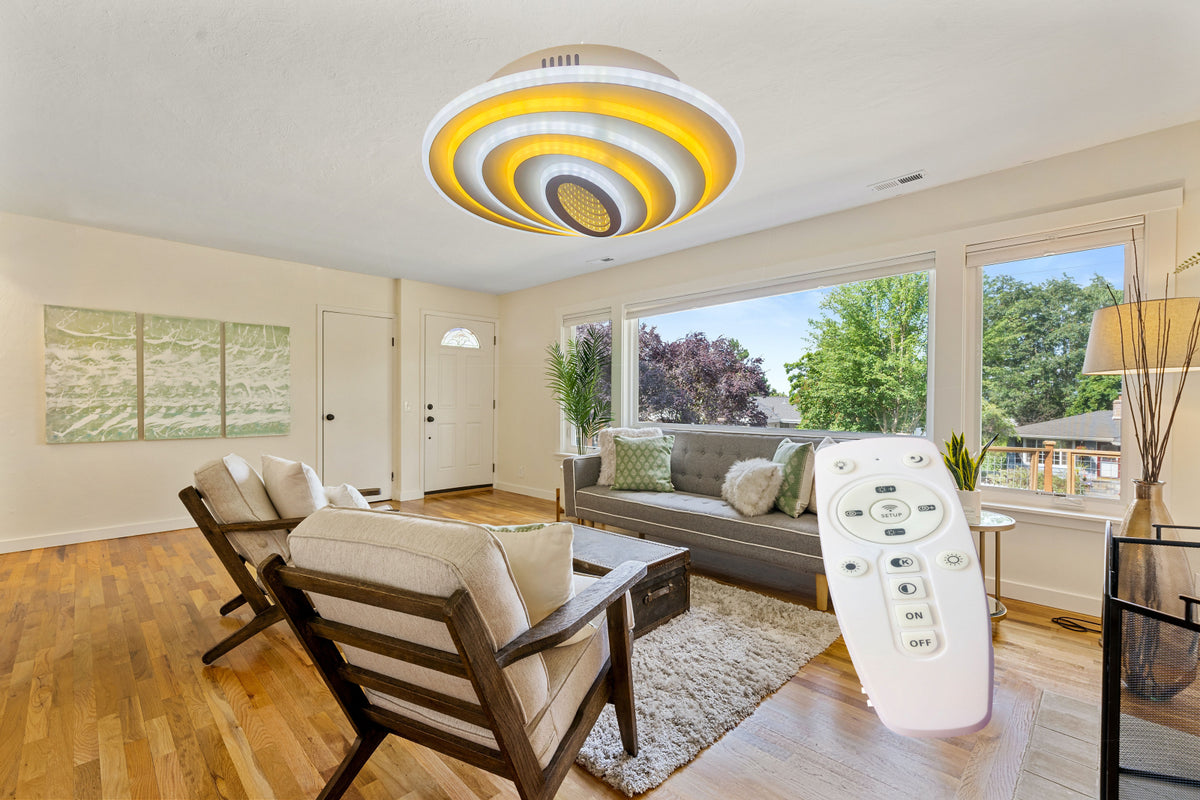 Lustra Led Design modern SLS - 3D, Aplicatie, Telecomanda, Intensitate reglabila 200w 7631