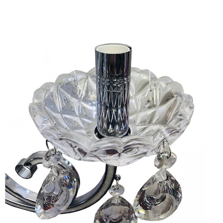 Lustra tip candelabru cristal, 5 brate, argintiu E14, IP20, H0055/5
