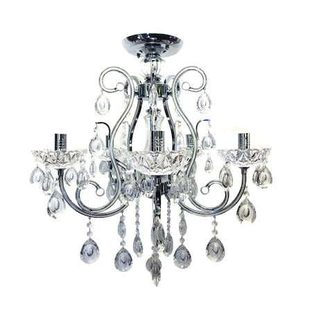 Lustra tip candelabru cristal, 5 brate, argintiu E14, IP20, H0055/5