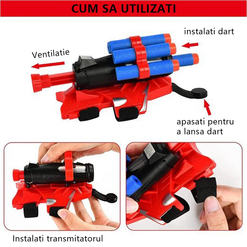 Manusa cu 5 proiectile din burete, Spiderman, rosu