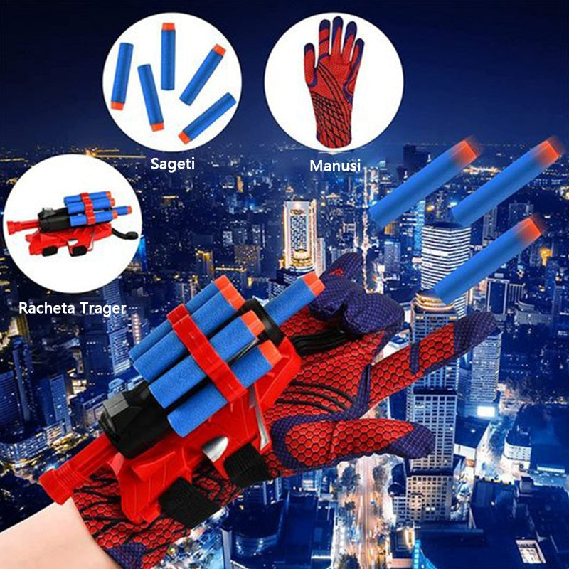 Manusa cu 5 proiectile din burete, Spiderman, rosu